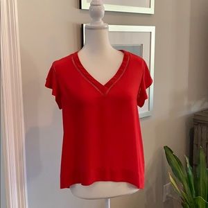 Cute, red cap sleeve blouse, by Q&A. Size MP.